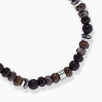 Bracelet Naturel Acier Argent&eacute; Agate Labradorite Bronzite - Bracelets cha&icirc;nes Homme | Marc Orian