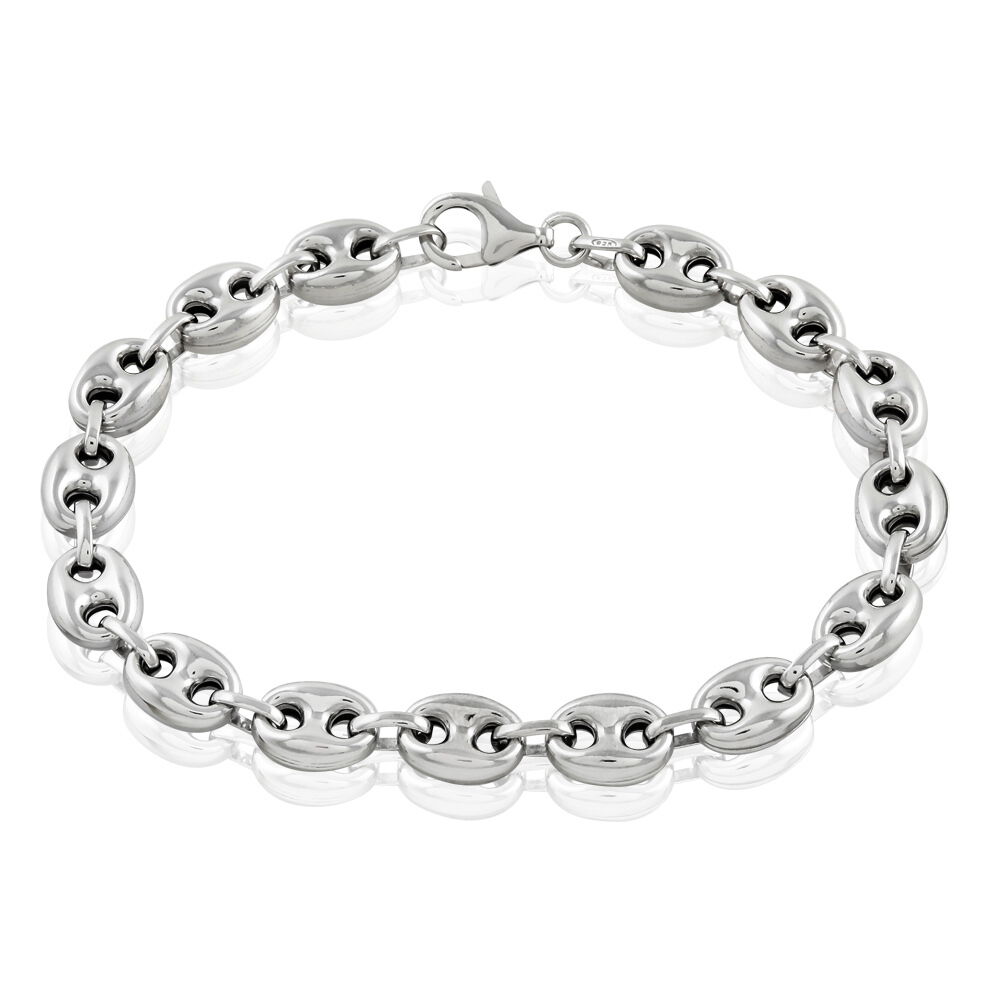 Bracelet Carrus Maille Grain De Cafe Argent Blanc - Bracelets mailles Homme | Marc Orian
