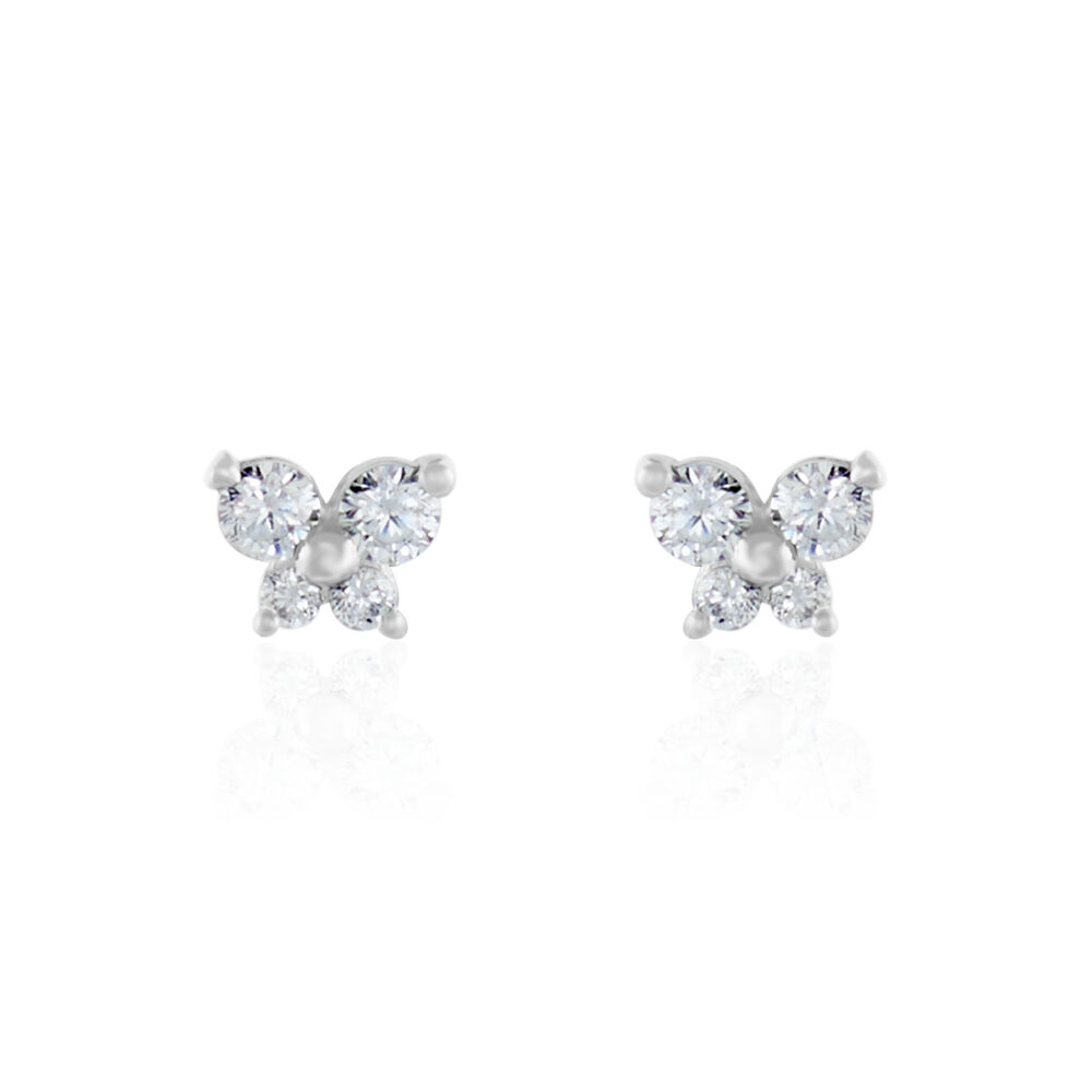 Boucles D'oreilles Puces Eleanor Fleur Or Blanc Oxyde De Zirconium - Puces Femme | Marc Orian