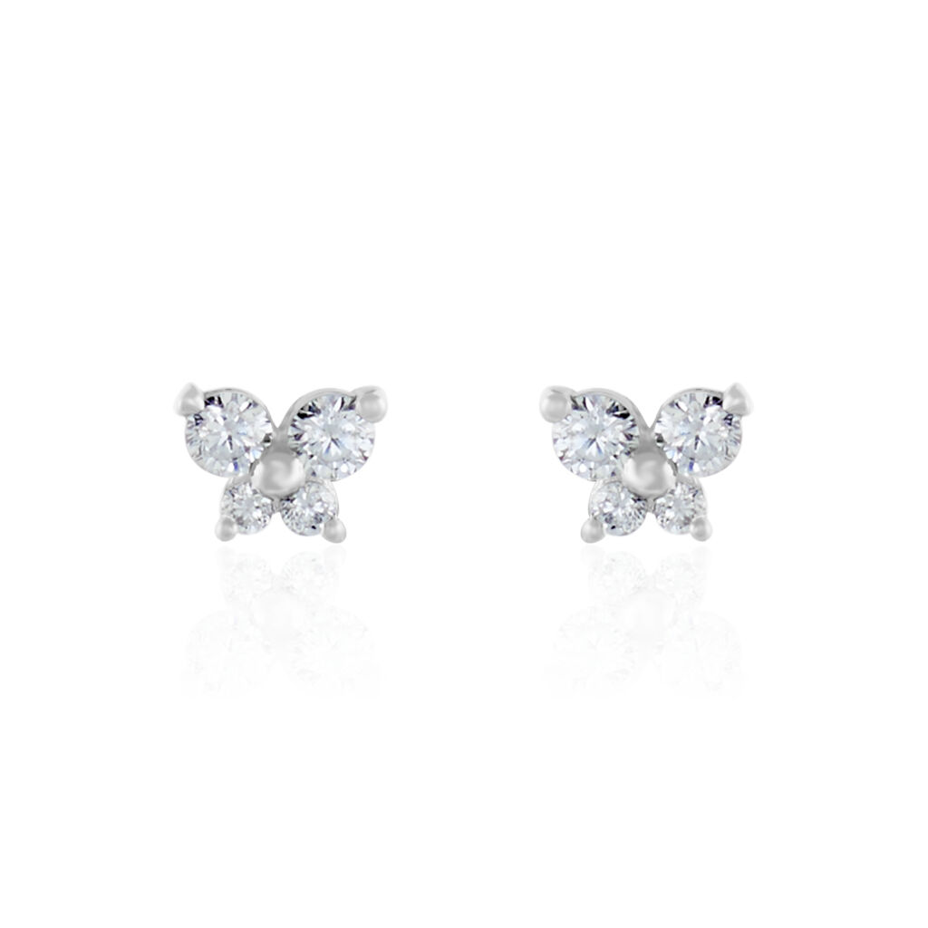 Boucles D'oreilles Puces Eleanor Fleur Or Blanc Oxyde De Zirconium - Puces Femme | Marc Orian