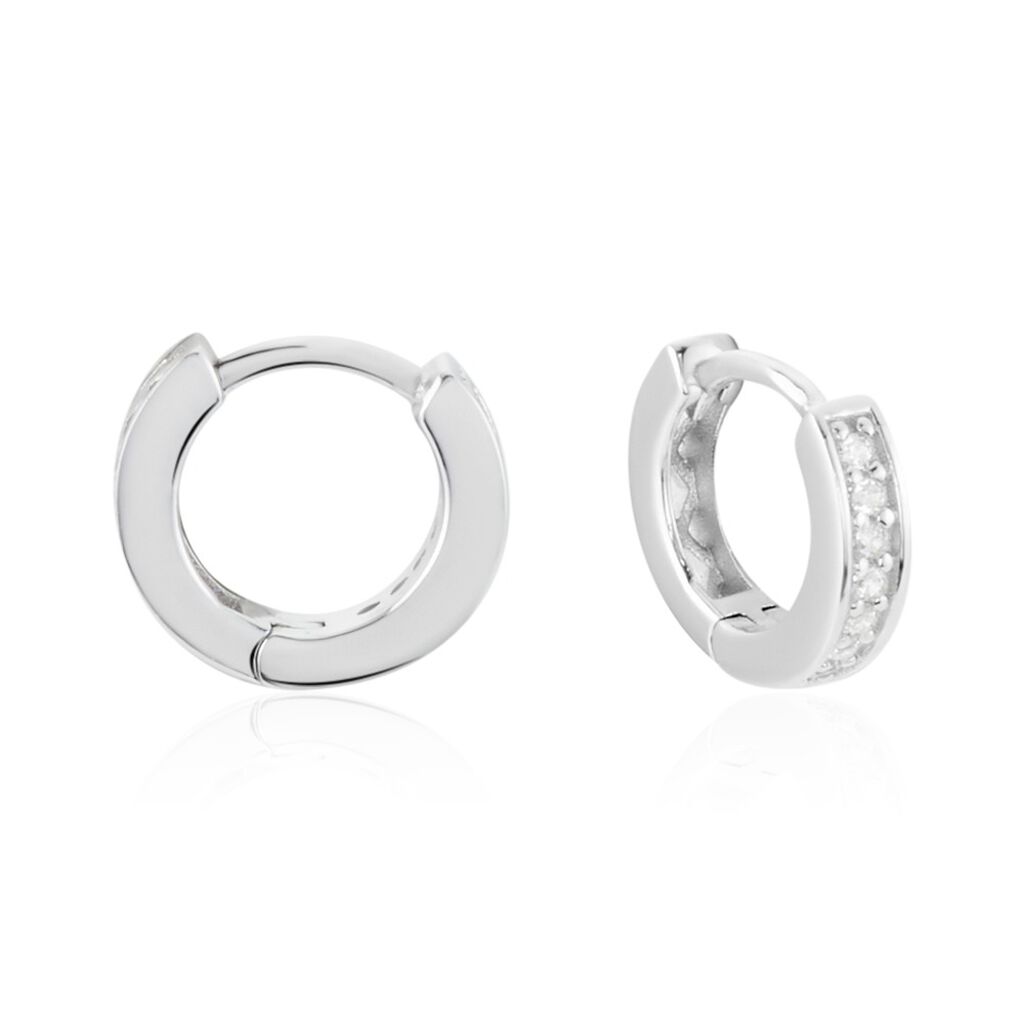 Créoles Alexa Argent Blanc Oxyde De Zirconium - Créoles Femme | Marc Orian