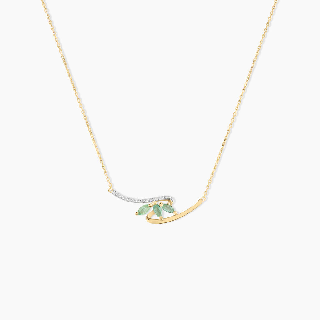 Collier Or Jaune Caetlin Emeraude Diamants - Colliers avec pierres Femme | Marc Orian