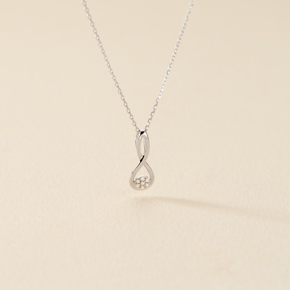 Collier Shaeen Or Blanc Diamant - Colliers avec pierres Femme | Marc Orian