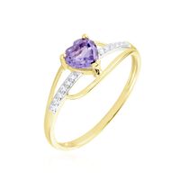 Bague Silucia Or Jaune Amethyste Et Oxyde De Zirconium