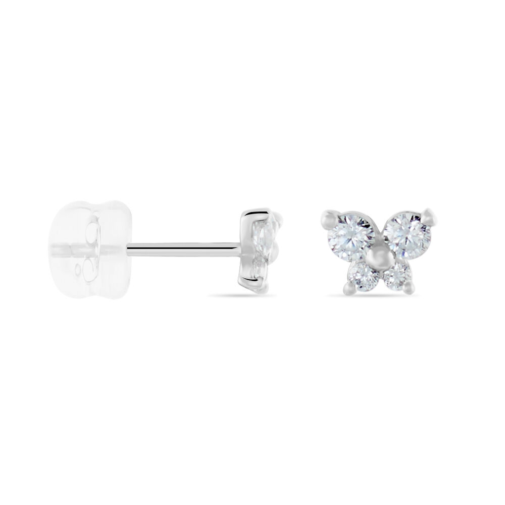 Boucles D'oreilles Puces Eleanor Fleur Or Blanc Oxyde De Zirconium - Puces Femme | Marc Orian