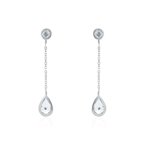 Boucles D'oreilles Pendantes Brenda Or Blanc Topaze - Pendantes Femme | Marc Orian