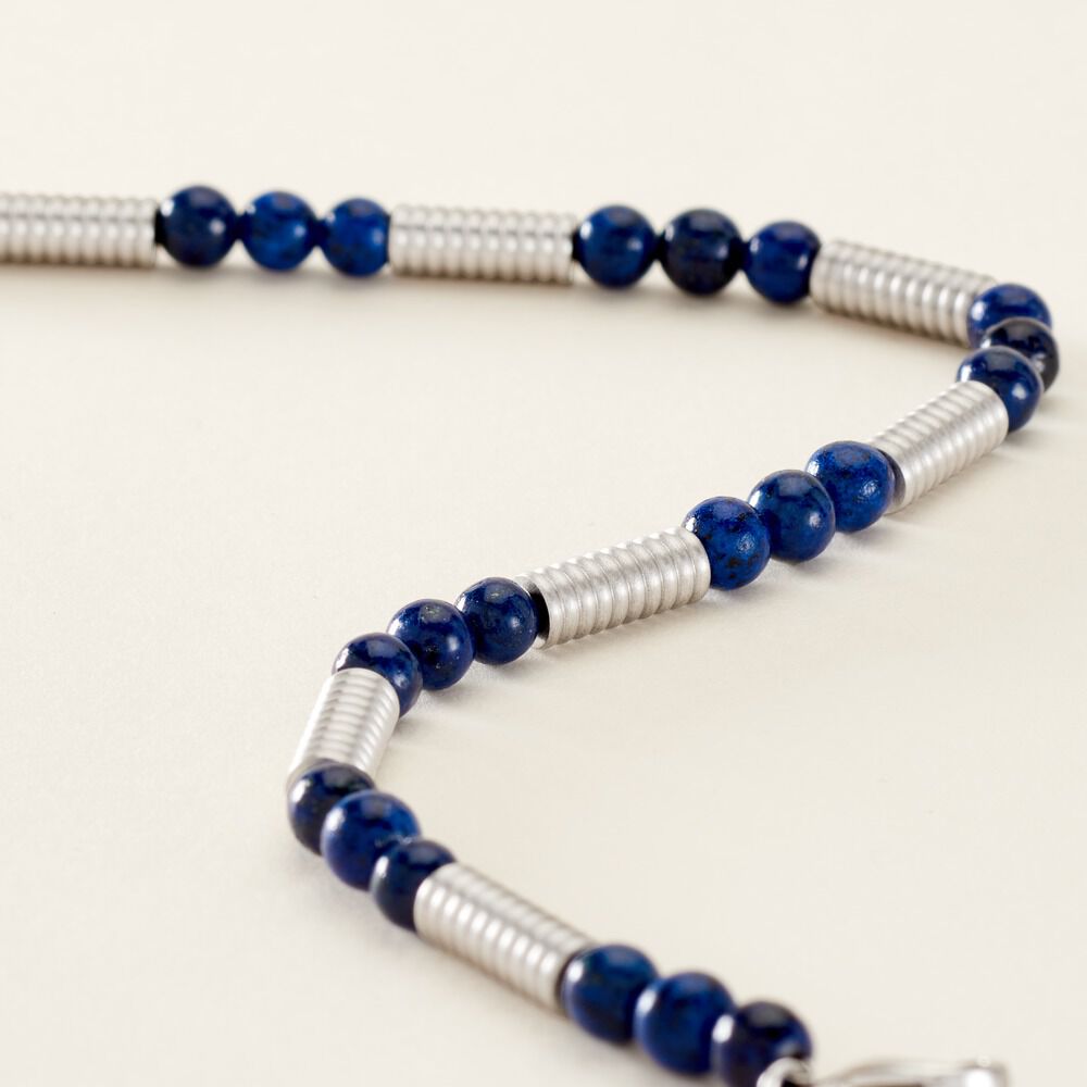 Bracelet Olek Acier Blanc Lapis Lazuli - Bracelets chaînes Homme | Marc Orian