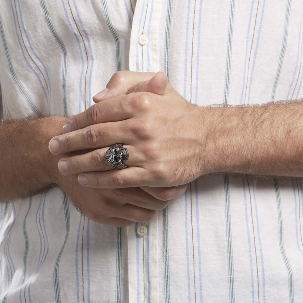 Bague Acier Blanc Et Noir Valentik - Bagues grosses Homme | Marc Orian