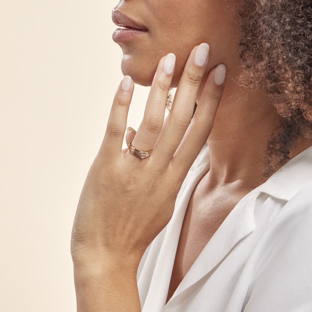 Bague Superposition Or Tricolore Diamant - Parure de mariage Femme | Marc Orian