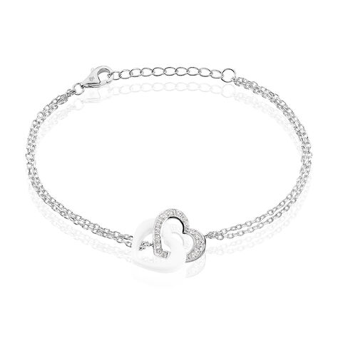 Bracelet Lovea Argent Blanc Céramique Et Oxyde De Zirconium - Bracelets Anneaux Entrelaces Femme | Marc Orian