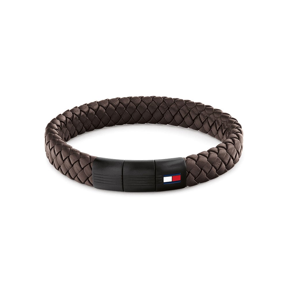 Bracelet Tommy Hilfiger Round Braided Cuir De Veau Marron - Bracelets cuir Homme | Marc Orian