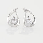 Boucles D'oreilles Puces Helie Goutte Or Blanc Oxyde De Zirconium - Puces Femme | Marc Orian
