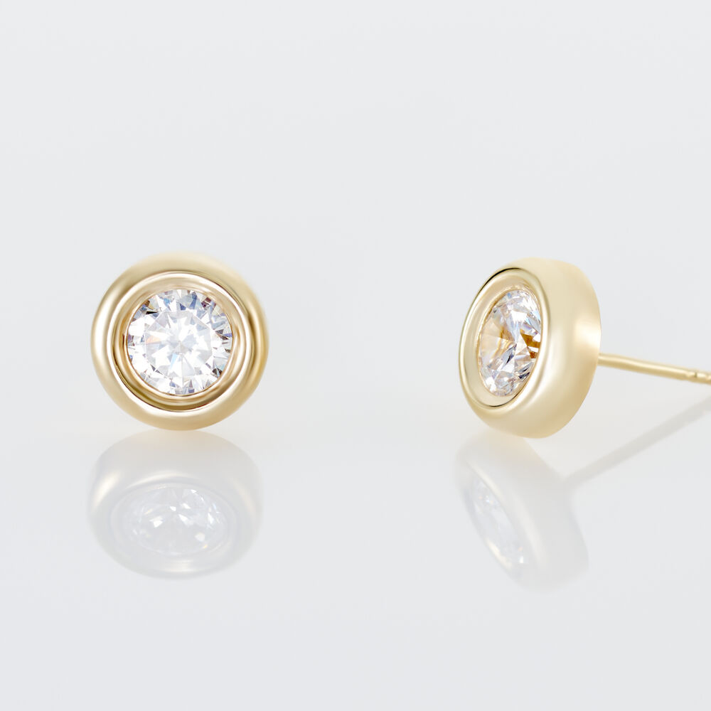 Boucles D'oreilles Puces Eden Serti Pneu Or Jaune Oxyde De Zirconium - Puces Femme | Marc Orian