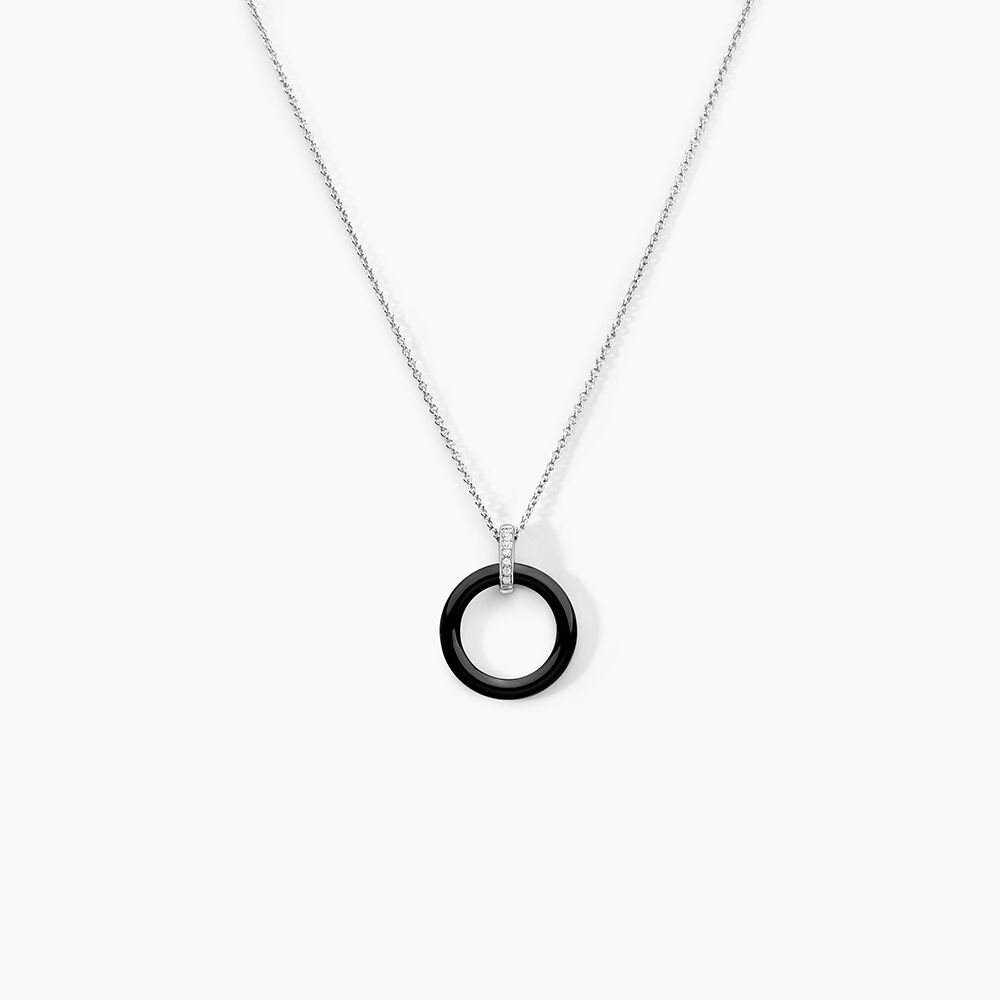 Collier Natacha Cera Argent Blanc C&eacute;ramique Et Oxyde De Zirconium - Colliers avec pierres Femme | Marc Orian