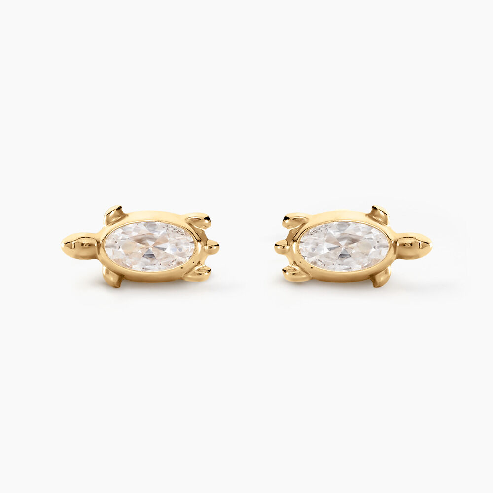 Boucles D'oreilles Puces Yoshi Or Jaune Oxyde De Zirconium - Puces Enfant | Marc Orian