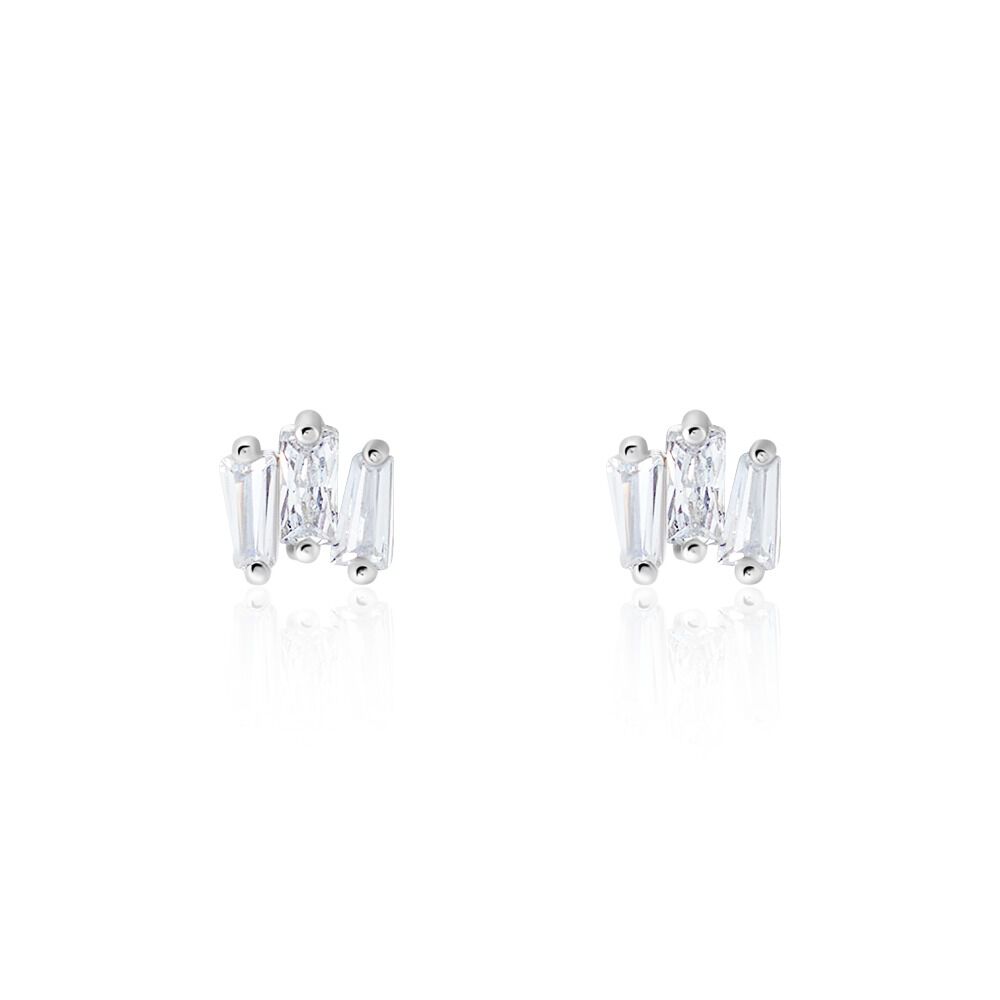 Boucles D'oreilles Puces Adria Argent Blanc Oxyde De Zirconium - Puces Femme | Marc Orian