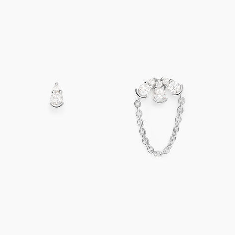 Boucles D'oreilles Puces Orhiane Argent Blanc Diamant Synthétique - Puces Femme | Marc Orian