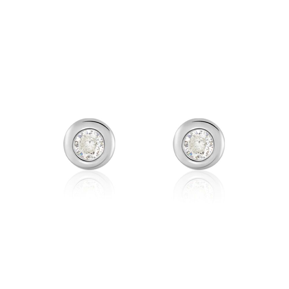 Boucles D'oreilles Puces Argent Blanc Laureano Oxydes De Zirconium - Puces Femme | Marc Orian