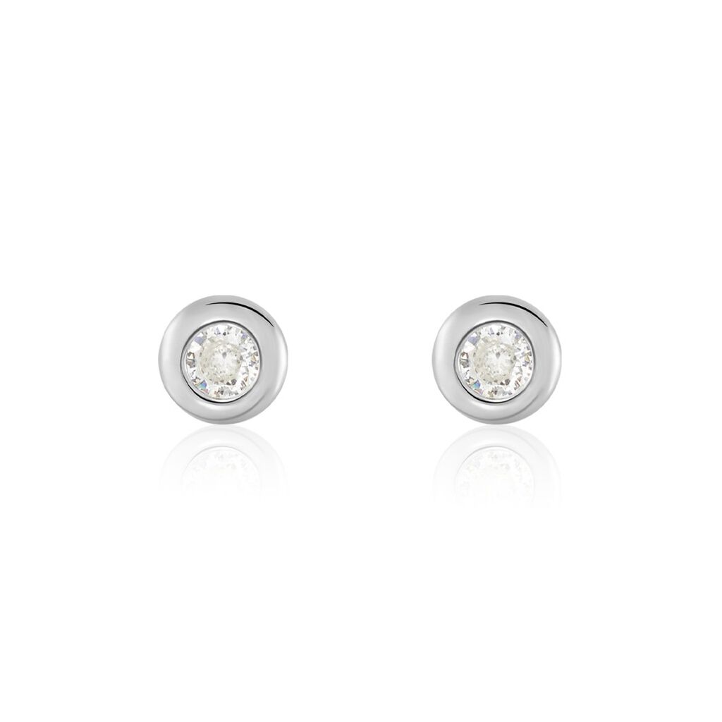Boucles D'oreilles Puces Argent Blanc Laureano Oxydes De Zirconium - Puces Femme | Marc Orian