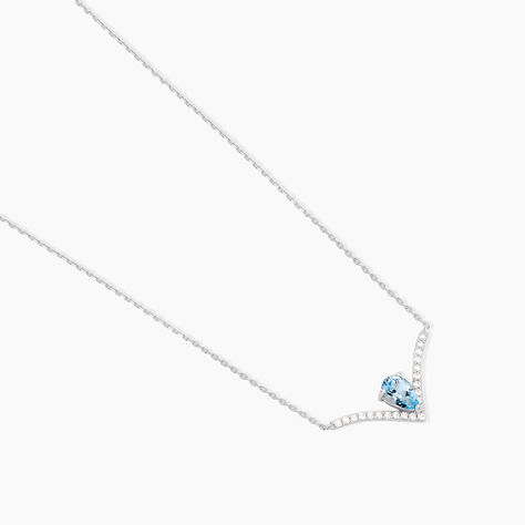 Collier Marlene Or Blanc Topaze Et Oxyde De Zirconium - Colliers avec pierres Femme | Marc Orian