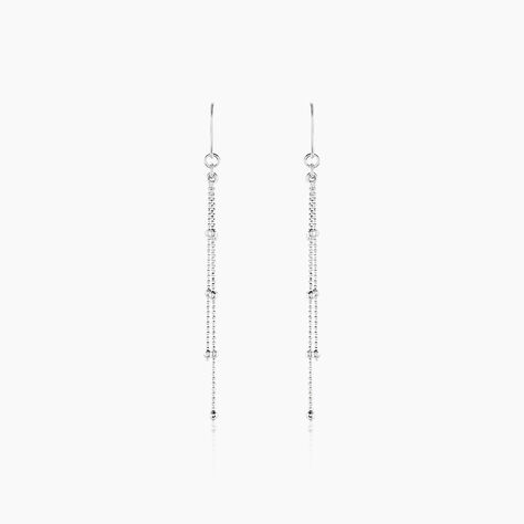 Boucles D'oreilles Pendantes La&iuml;a Argent Blanc - Piercings d'oreilles Femme | Marc Orian