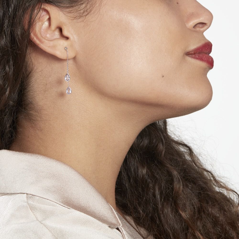 Boucles D'oreilles Pendantes Djime Or Blanc Amethyste - Pendantes Femme | Marc Orian