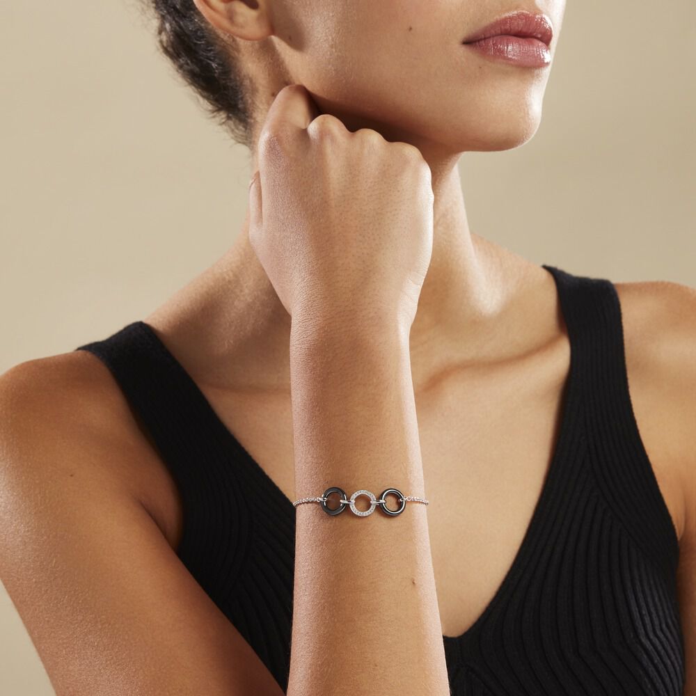 Bracelet Magalie Argent Blanc Céramique Et Oxyde De Zirconium - Bracelets chaînes Femme | Marc Orian