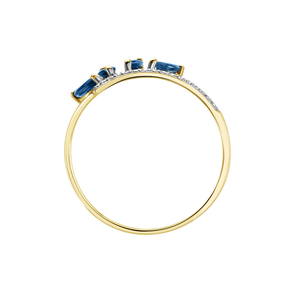 Bague Navette Or Jaune Saphir Diamant - Bagues vintage Femme | Marc Orian