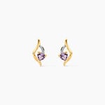 Boucles D'oreilles Puces Silucia Or Jaune Am&eacute;thyste Oxyde De Zirconium - Puces Femme | Marc Orian