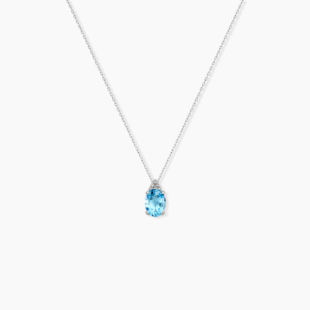 Collier Britney Or Blanc Topaze Et Oxyde De Zirconium - Colliers avec pierres Femme | Marc Orian