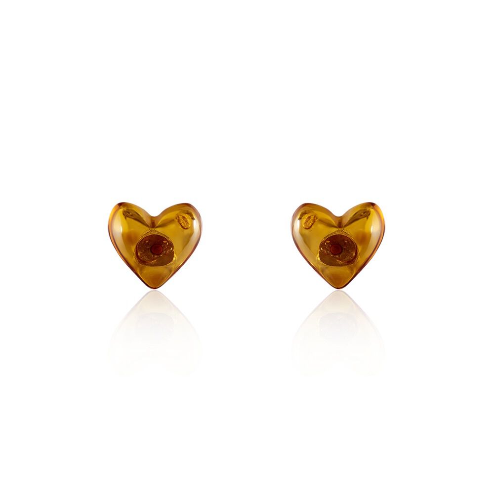 Boucles D'oreilles Puces Argent Blanc Nida Ambre - Puces Femme | Marc Orian