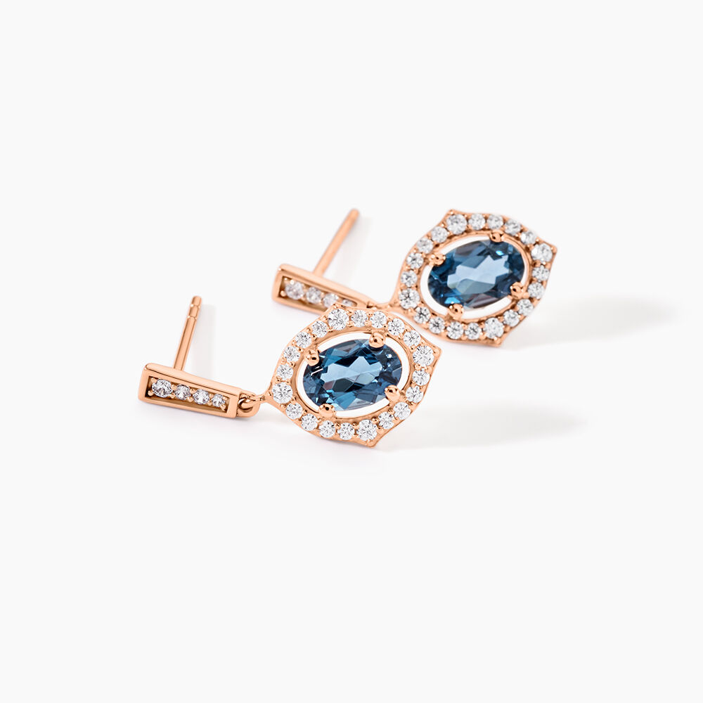 Boucles D'oreilles Pendantes Janna Or Rose Topaze Et Oxyde - Pendantes Femme | Marc Orian