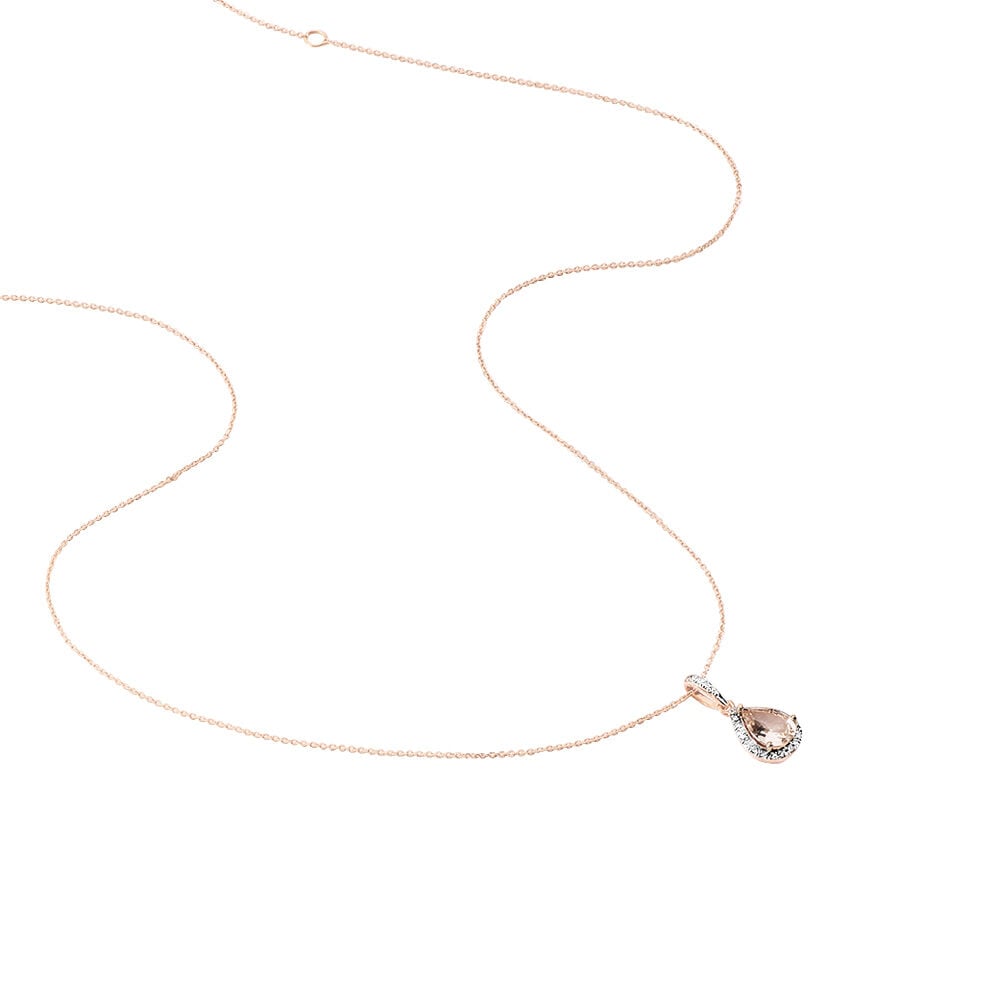 Collier Alice Or Rose Morganite Et Oxyde De Zirconium - Colliers avec pierres Femme | Marc Orian