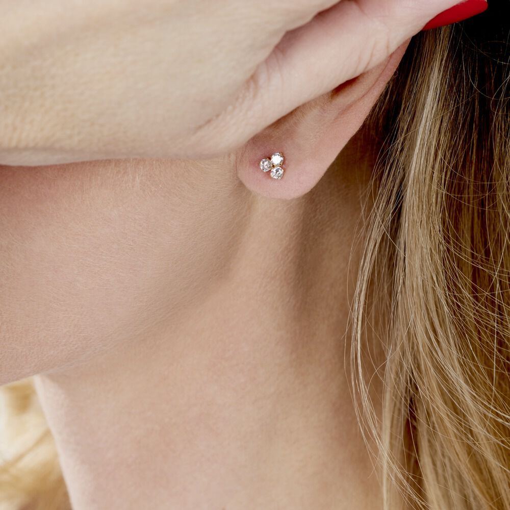 Boucles D'oreilles Puces Or Jaune Oxydes De Zirconium - Puces Femme | Marc Orian