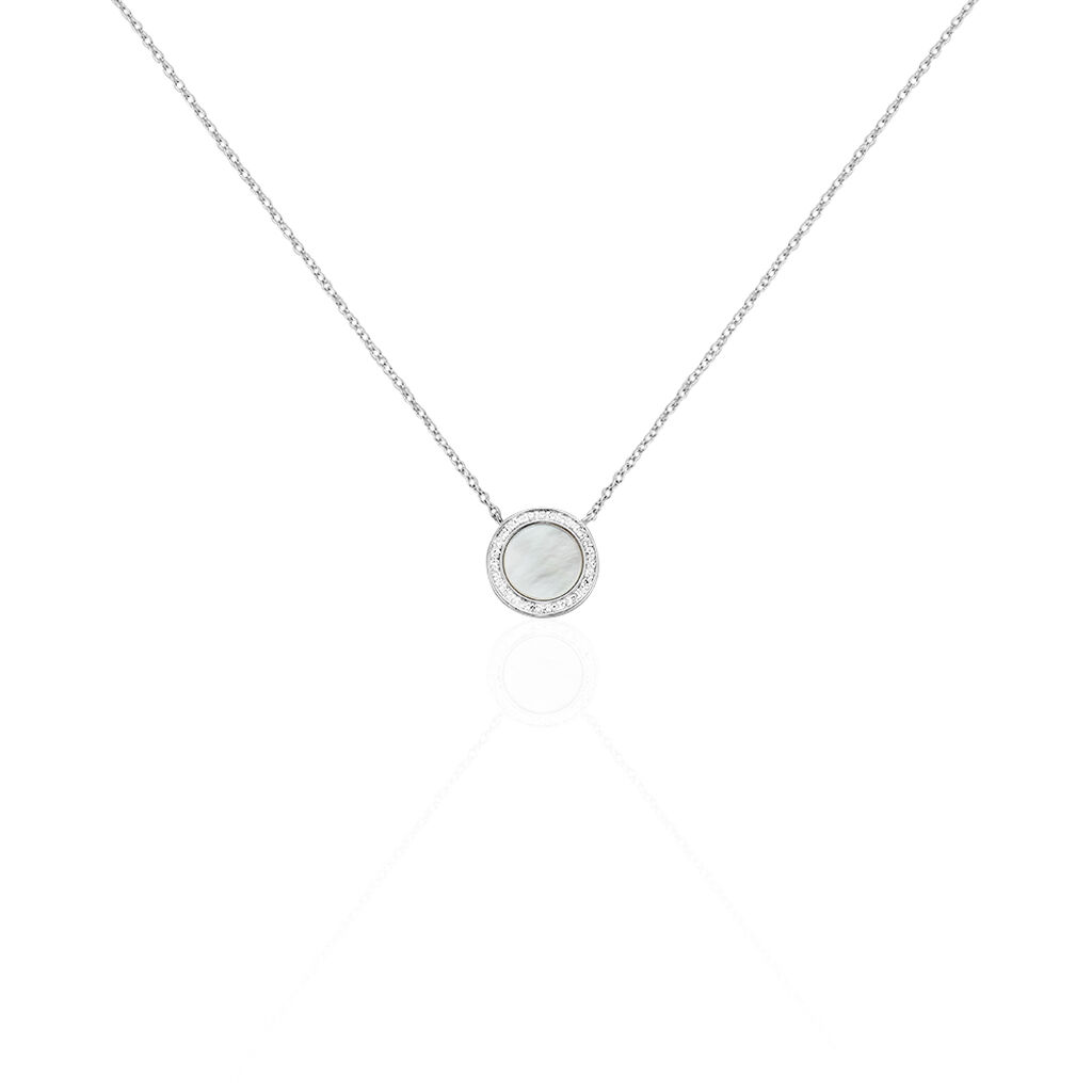 Collier Nawala Argent Blanc Oxyde De Zirconium Et Nacre - Colliers avec pierres Femme | Marc Orian