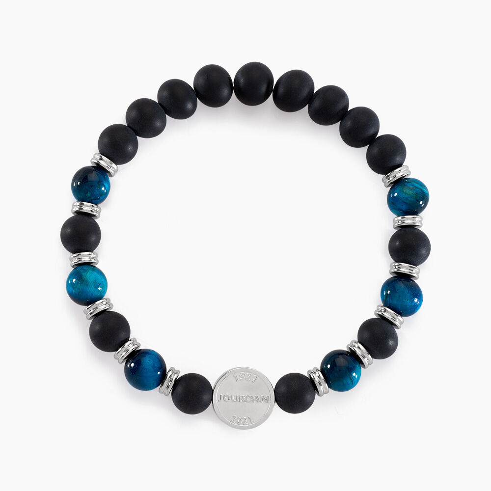 Bracelet Jourdan Homme 1921 Acier Blanc œil De Tigre Onyx - Bracelets Pierre Homme | Marc Orian