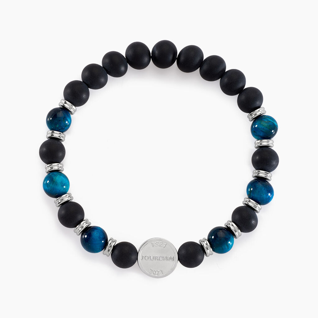 Bracelet Jourdan Homme 1921 Acier Blanc œil De Tigre Onyx - Bracelets Pierre Homme | Marc Orian