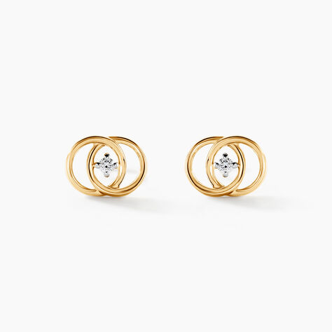 Boucles D'oreilles Puces Briitilia Or Jaune Diamant - Puces Femme | Marc Orian