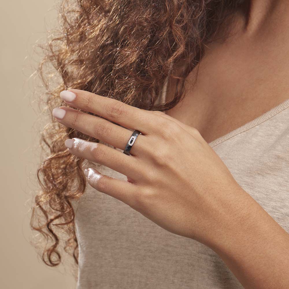 Bague Ceramik Design Argent Blanc Oxyde De Zirconium Et Céramique - Bagues avec pierre Femme | Marc Orian