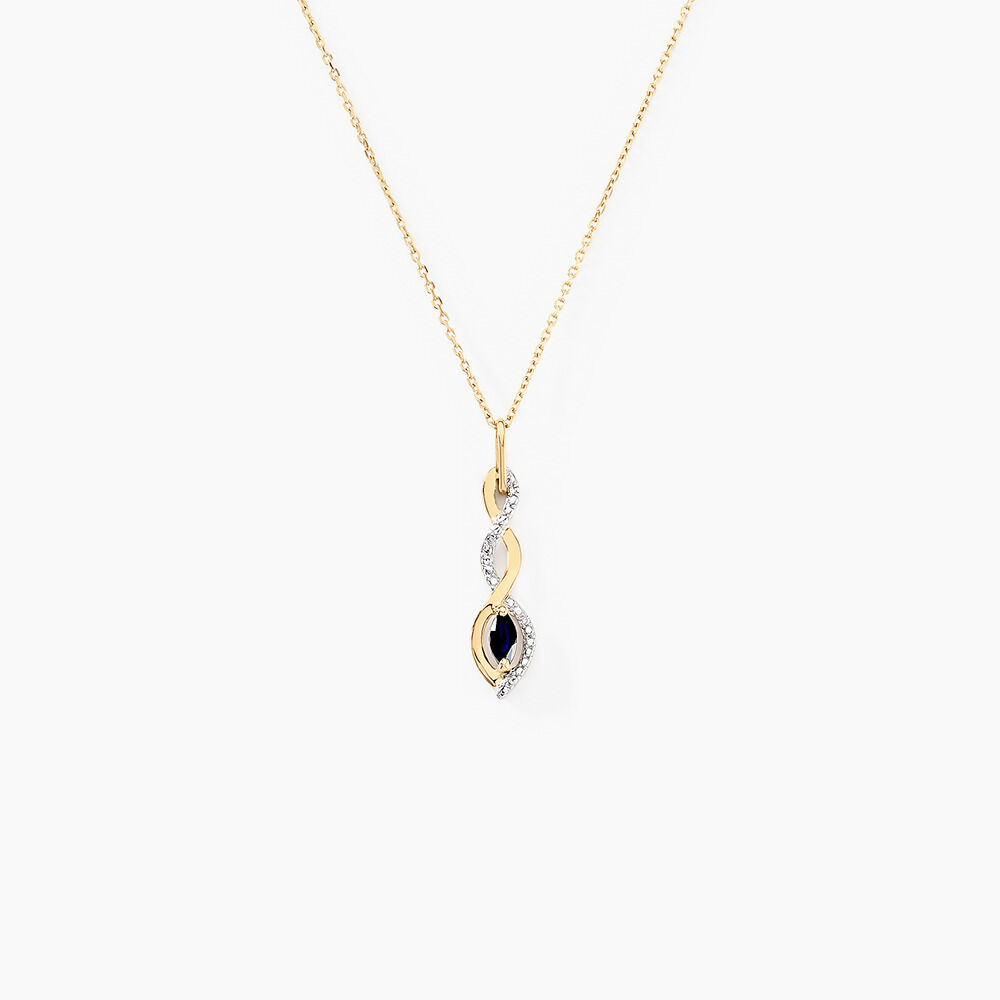 Collier Ondulations Or Jaune Saphir Diamant - Colliers avec pierres Femme | Marc Orian