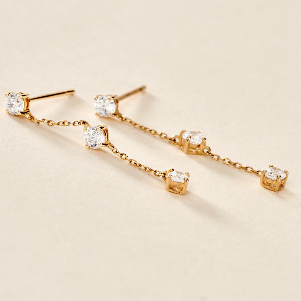 Boucles D'oreilles Pendantes Ethere Or Jaune Oxyde De Zirconium - Pendantes Femme | Marc Orian