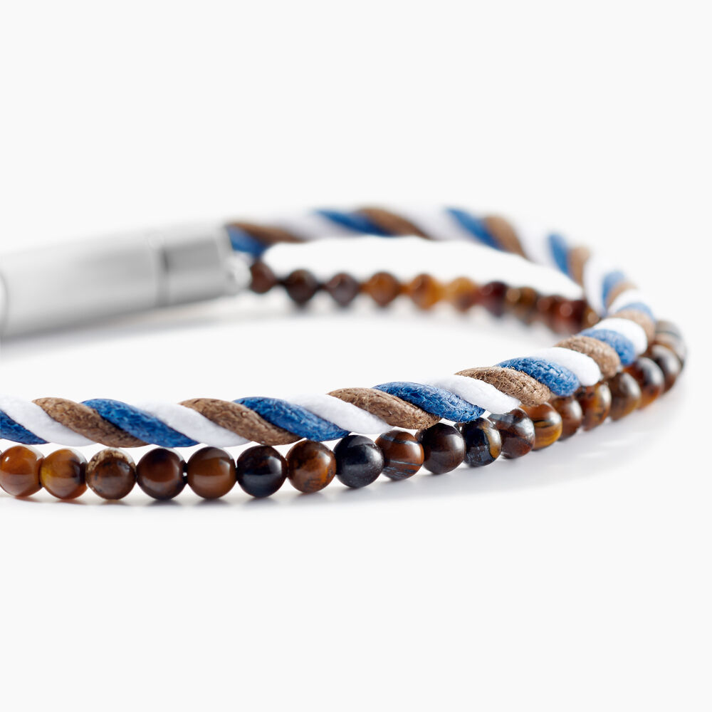 Bracelet Jourdan Renatus Acier Argenté Oeil De Tigre - Bijoux Homme | Marc Orian