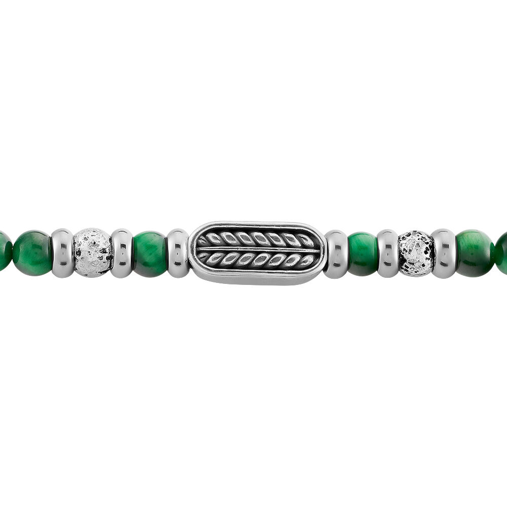 Bracelet Philo Acier Blanc Oeil De Tigre Pierre De Lave - Bracelets chaînes Homme | Marc Orian