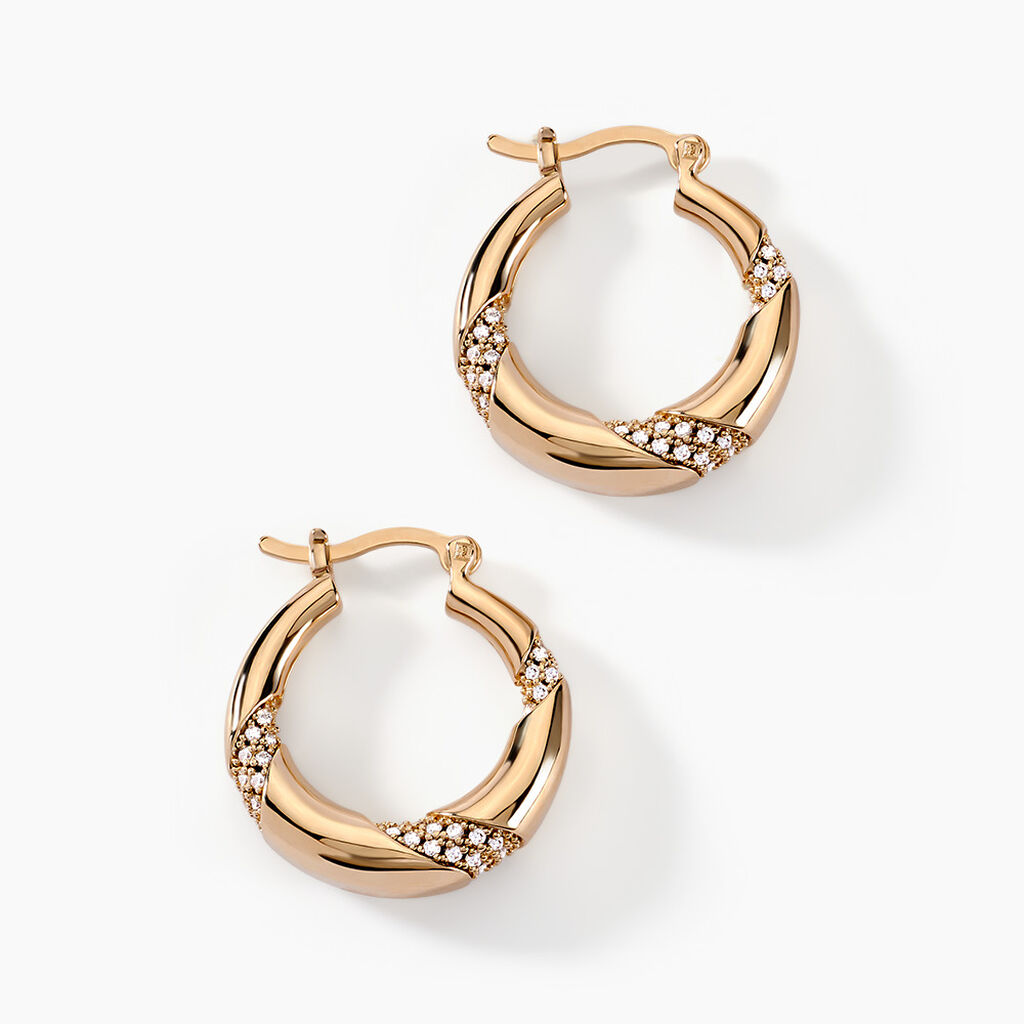 Cr&eacute;oles Olynda Plaqu&eacute; Or Dor&eacute; Oxyde De Zirconium - Cr&eacute;oles Femme | Marc Orian