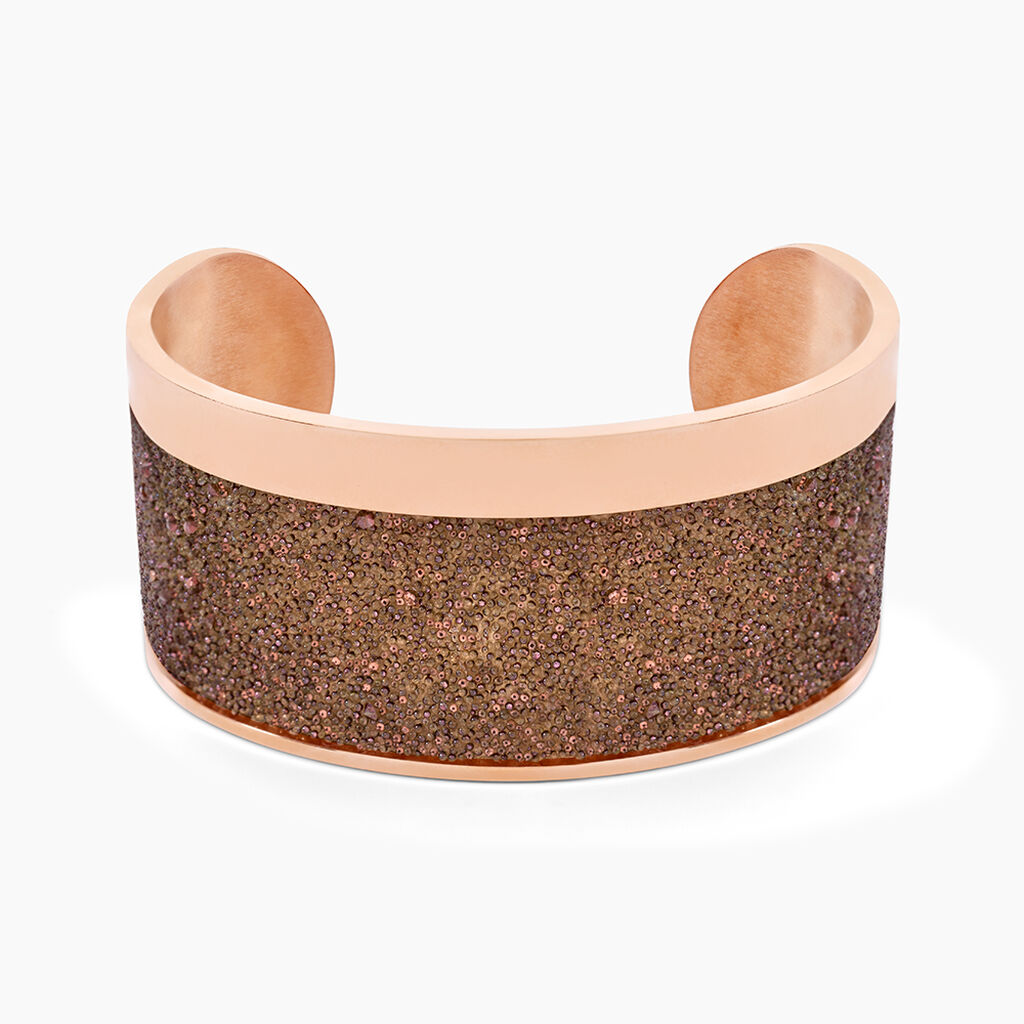 Bracelet Manchette Ouvert Acier Rose Carron - Bijoux fantaisie Femme | Marc Orian