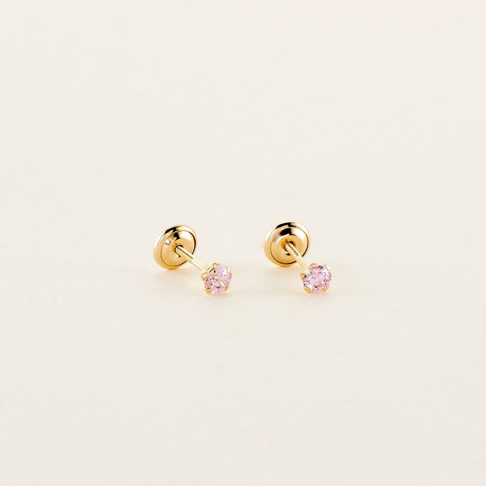 Boucles D'oreilles Puces Pepita Or Jaune Oxyde De Zirconium - Puces Famille | Marc Orian