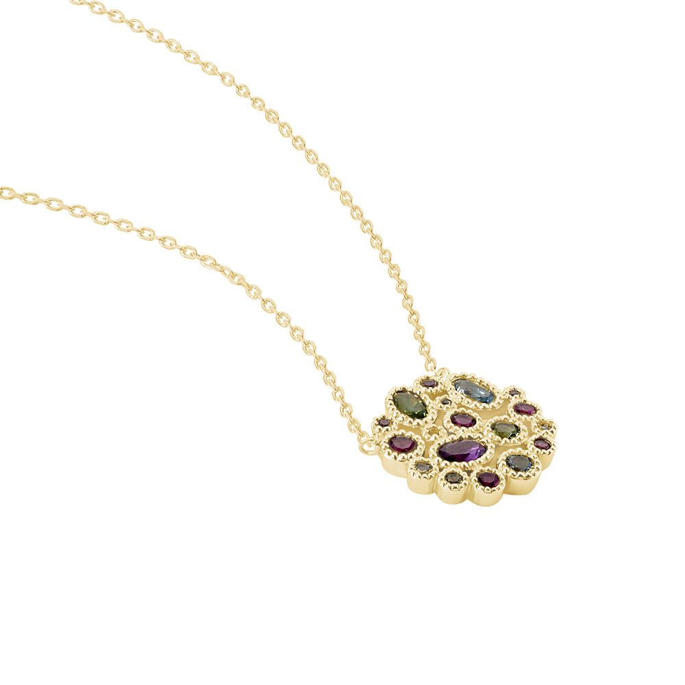 Collier Lutine Plaqu&eacute; Or Jaune Oxyde Et Pierre De Synthese - Colliers avec pierres Femme | Marc Orian