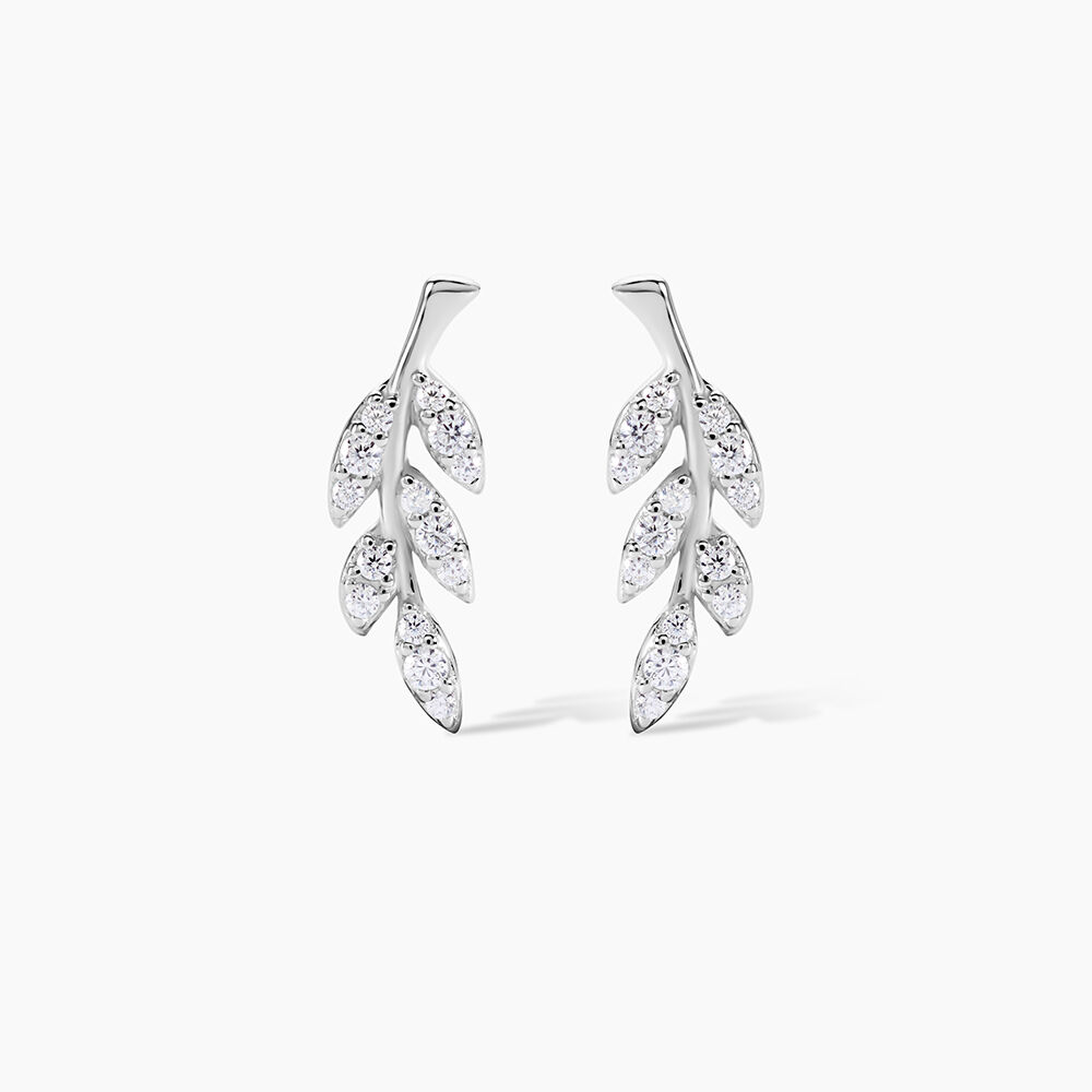 Boucles D'oreilles Puces Alma Argent Blanc Oxyde De Zirconium - Puces Femme | Marc Orian