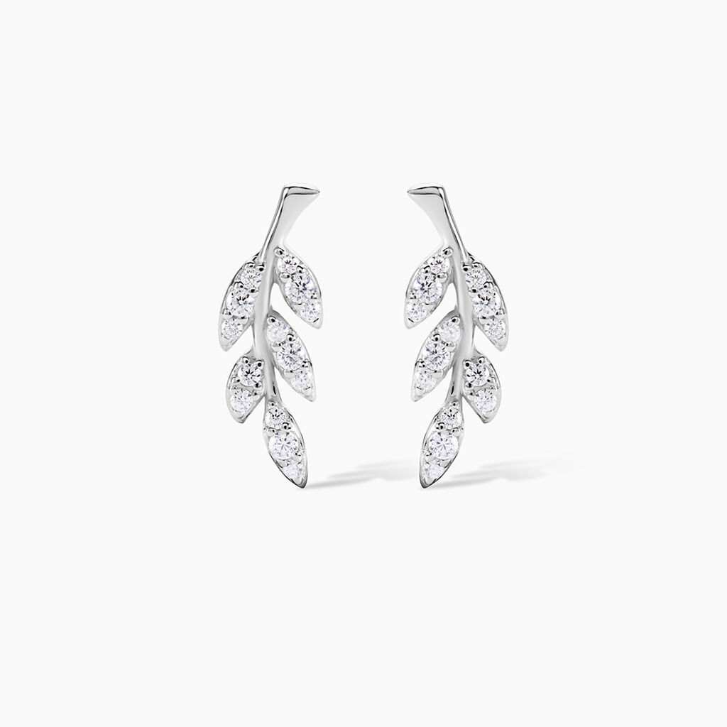 Boucles D'oreilles Puces Alma Argent Blanc Oxyde De Zirconium - Puces Femme | Marc Orian