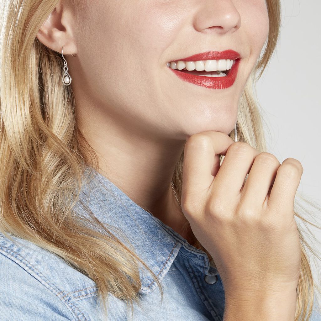 Boucles D'oreilles Pendantes Walae Argent Blanc Perle De Culture - Boucles d'oreilles Pendantes Femme | Marc Orian
